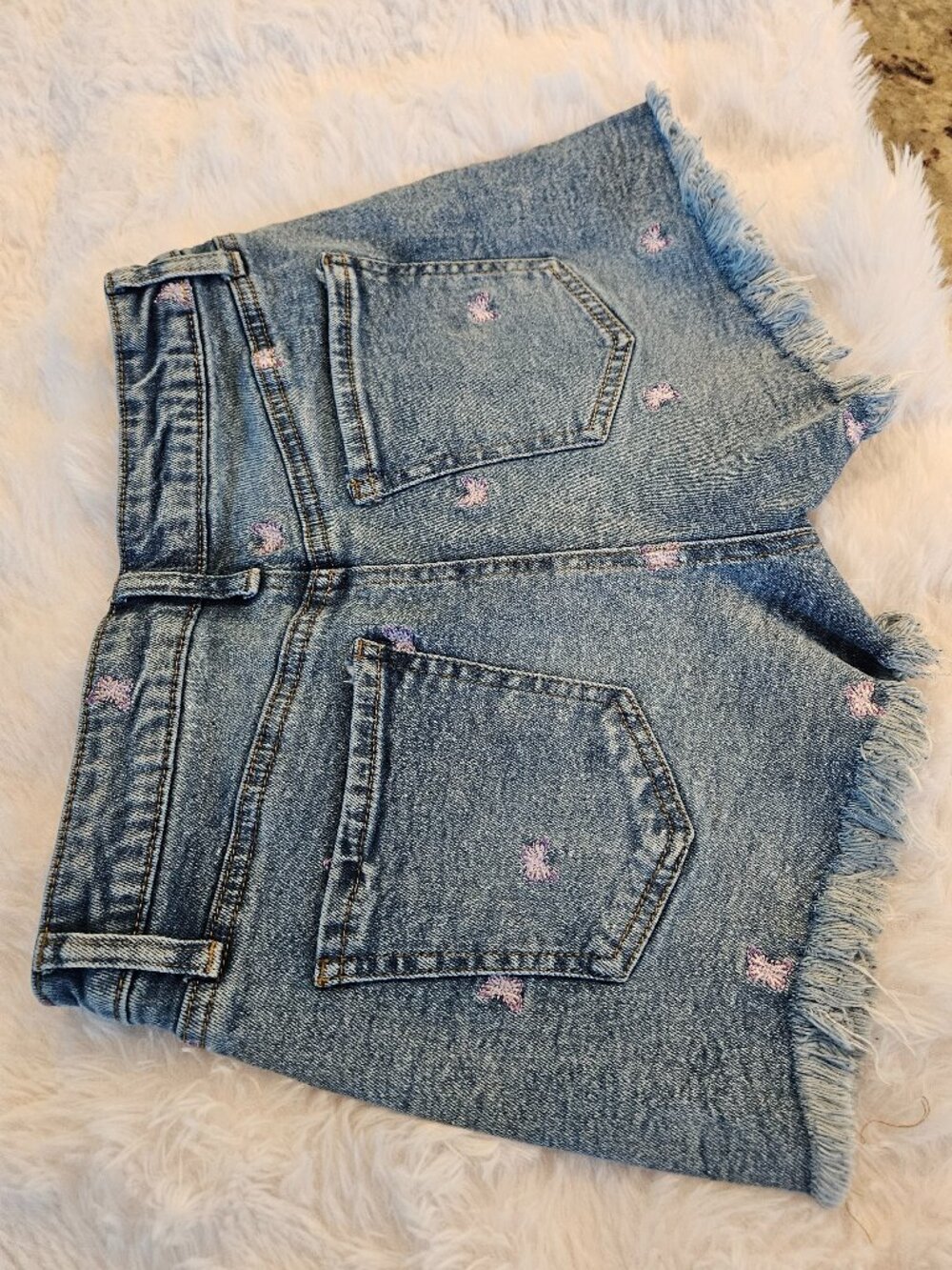Tinseltown Distressed Denim Shorts Butterfly Juniors 7 Light Wash Frayed Hem